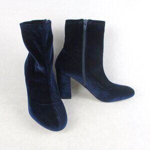Madden Girl Dark Blue Velvet Booties Ankle Boots High Heel Size 7.5 Fantaysa